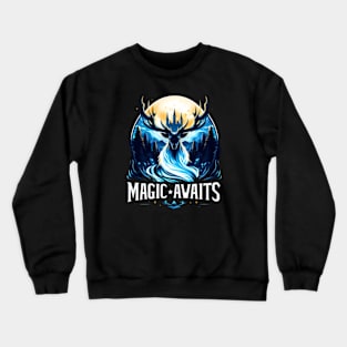 Magic Awaits - Mystical Stag in an Enchanted Forest Crewneck Sweatshirt